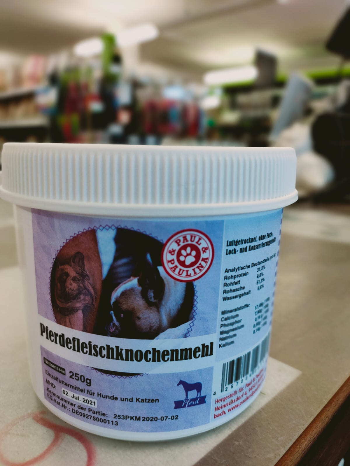 Paul & Paulina Pferdefleischknochenmehl 250g Dose